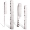 Cgbarber Professional Aluminum Hair Combs Set: Long Cutting Comb, Short Styling Comb, Handle Comb, and Tail Comb (Silver)