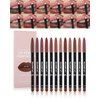 Matte Lip Liner Pencil Set, 12 Colors Creamy Lipliner Crayon, Long Lasting Waterproof Lip Tint Stain, Smooth, High Pigmented, Smudge-Proof Non-Stick Cup Lipstick Makeup Pen, Lip Liners Kit for Women-S