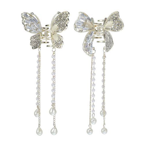 VOCOSTE 2pcs Hair Clip, Classic Hollow Butterfly Tassel Hair Clip, Elegant Luxurious Hair Accessories Hair Clip for Women Girls, Gold Tone