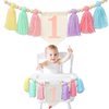 Handmade Boho 1st Birthday High Chair Banner Party Decoration for Girl Baby Shower Wall Hangings Decorative for Kids Bedroom Purple