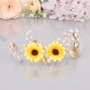 CRASPIRE Wedding Hair Vine Sunflower Bride Wedding Hair Comb Crystal Pearl Bridal Hair Pieces Leaf Side Combs Hair Dress Decorative Hair Accessories for Bridesmaid Festival Wedding