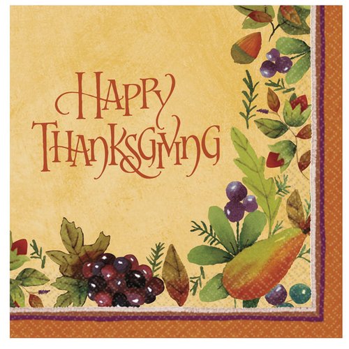 Thanksgiving Medley Gold Luncheon Paper Napkins, 16 Ct. | Party Tableware