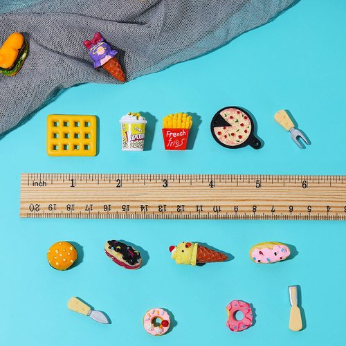 33 Pieces Miniature Fast Food Toy Miniature Pretend Food Play Toys Dollhouse Accessories Hamburger Fries Cake Milk Doll Food Kitchen Accessory Toy for Kids Party Accessory Christmas Restaurant Decor