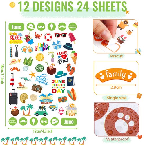 24 Sheets Daily Planners Monthly Celebrations Planner Stickers for Calendar Decorating, Planning, Scrapbooking, Holiday Seasonal General Events, 1,100+ Stickers Per Pack