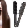 Double-Sided Boar Bristle Hair Straightening Comb with Clamp - Hair Detangler and Styling Tool to Reduce Split Ends