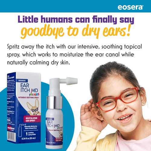 eosera® Ear Itch MD® for Kids – Soothing Ear Drops for Dry, Itchy Ears – Natural Moisturizing Formula with Vitamin E – Relief for Allergies, Eczema, Dermatitis – Safe for Ages 2+ & Hearing Aid Users