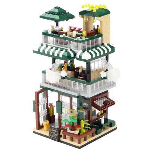 TEXXXIAN Coffee Shop Building Blocks Set Mini House Simulation Building Educational Creative Toys for Boys and Girls Ages of 8+ 1025 PCS Street View Mini Building Blocks
