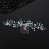 Teyglen Bride Crystal Wedding Hair Comb Green Rhinestone Bridal Side Comb Wedding Hair Accessories Teardrop Crystal Hair Piece Rhinestone Headpiece for Women Bride Girls (Silver-Green)