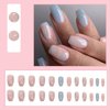 YoYoee Marble Nails Tips Short Coffin False Nails Gradient Press on Nails Full Cover Nude Cute Fake Nails for Women and Girls 24PCS