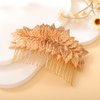 Teyglen Leaf Bride Wedding Hair Comb Handmade Gold Leaves Side Comb Gold Hair Pieces Bridal Headpieces Hair Accessories for Women Bridesmaid Girl