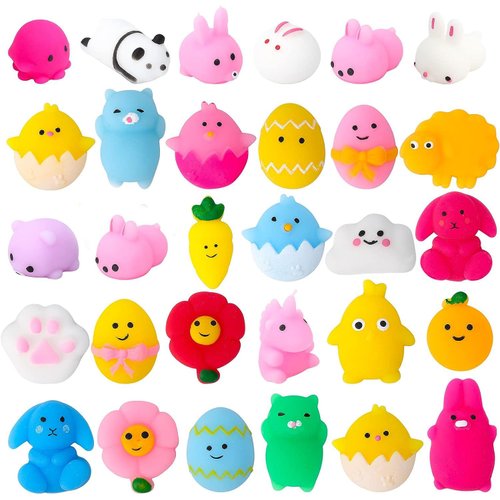 30pcs Easter Eggs Prefilled with Mochi Squishy Toy,Easter Eggs Colorful Plastic Easter Eggs Squeeze Toys for Easter Basket Stuffers, Easter Party Favor, Easter Eggs Hunt, Classroom Prize Supplies