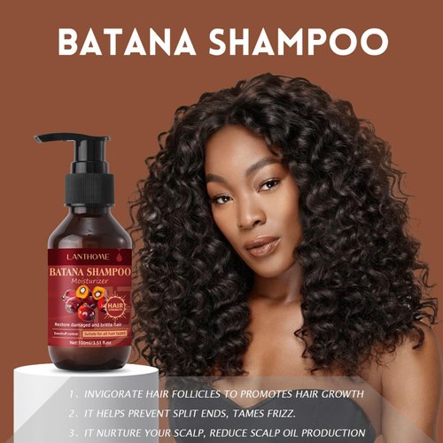 Batana Oil Shampoo with Vitamin C & E, Scalp Care Root Shampoo for Thinning Hair Restore Damaged & Brittle Hair, Dandruff Split Ends Control All Hair Types Travel Size 100ml