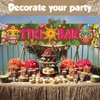 OuMuaMua Hawaiian Tiki Party Decorations, Luau Tiki Decorations Banner, Tiki Bar Sign with Lights for Summer Aloha Moana Hawaii Luau Party Decorations, Tropical Birthday Beach Pool Party Supplies