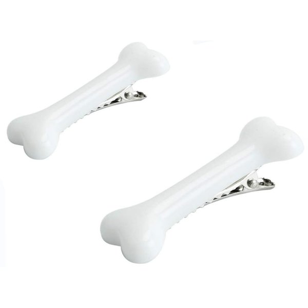 2Pcs White Dog Bone Hair Clips Hairpins Barrette,Punk Personality Women Lovely Hair Band Decoration Design Headwear Hair Clips