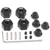 Vgoohobby Metal 12mm Hex Wheel Hubs 7mm Thick Drive Adapters with Flanged Lock Nuts Compatible with Traxxas 1/10 4WD Rustler Slash Stampede RC Car，Replace Part 1654 (Black)