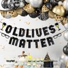 Old Lives Matter Banner 16 Feet Glitter Black Pre Strung Funny Birthday Retirement Party 40th 50h 60th 70th 80th Birthday Gifts for Man Birthday Decorations, Retirement Party Decorations (Black)