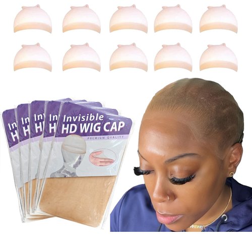 Ugrace Hair HD Wig Cap For Lace Front Wig HD Wig Caps For Women 10 PCS Transparent Wig Cap Stocking Wig Caps Invisible HD Wig Cap Wig Accessories Super Soft Breathable (10 PCS HD Wig Cap)