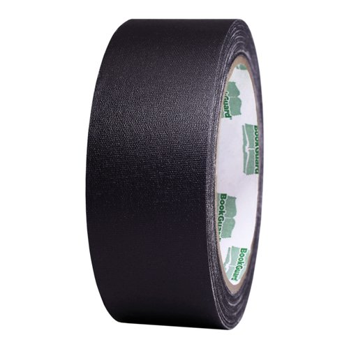 BookGuard 1-1/2 Inch Wide Book Binding Tape, Ideal for Arts, Office, and Library Supplies, Vinyl Coated Cotton Cloth Book Repair Tape - 15 Yards, Black Tape