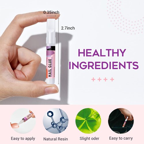 GLAMERMAID Press on Nails Glue for Nail Tip, Acrylic Nails and Press On Nails 5PCS Nail Glue with Brush Glue For Press On Nails Long Lasting Nail Glue For Acrylic Nails Fake Nails Tips Nail Glue Gel