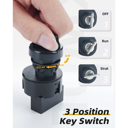 QUICKWOLF 4012165 Ranger Ignition Key Switch Compatible with Polaris Ranger 400 425 500 570 700 800 900 1000 RZR 570 800 900 1000 Sportsman 400 500 600 700 800 4011002 Off/Run/Start 6 Pin 3 Position