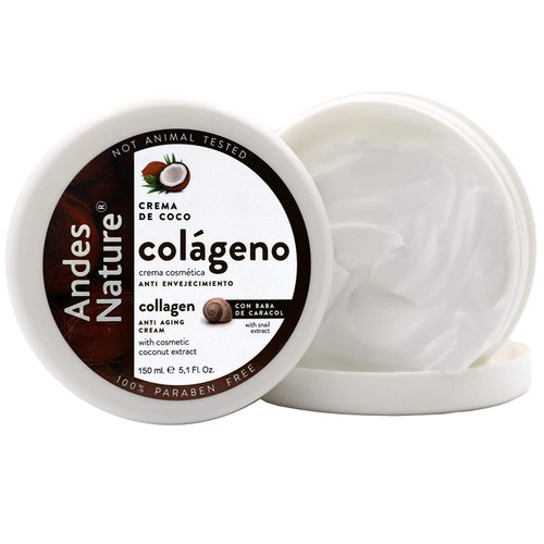 Andes Nature Coconut Cream, with Collagen and Snail Extract, Skin Moisturizer, 2-Pack of 5.1 FL Oz each, 2 Jars