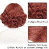 Brown 1920s Wig Women, Auburn Short Curly Wig Finger Wave Wig Roaring 20s Vintage Flapper Wig Lady Rockabilly Synthetic Hair Wig + Wig Cap for Halloween Costume Party Cosplay