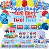 Train 2nd Birthday Party Decorations，Chugga Chugga Two Two Party Decorations,2nd Birthday Party Decorations Boy
