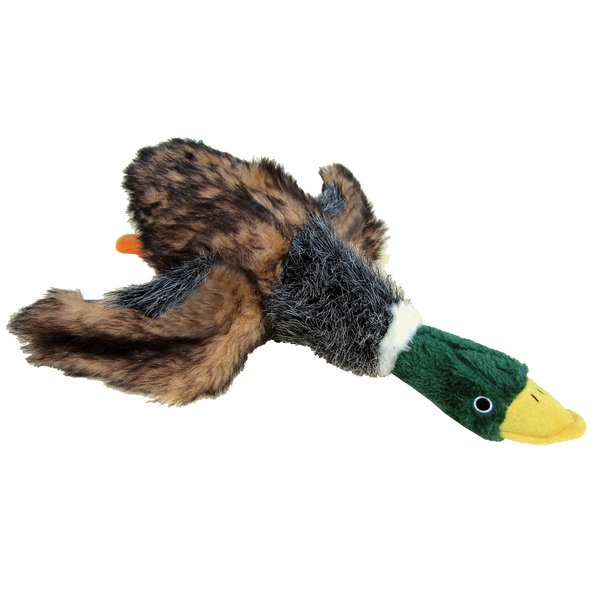 Pet Lou 00836 Medium Plush Dog Chew Toy, 8-Inch Mallard Duck