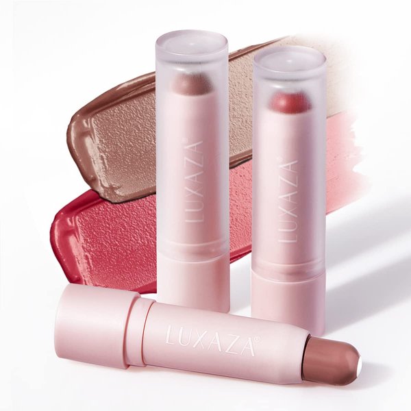 LUXAZA 2PCS Tinted Lip Balm Chapstick with Color, Natural Semi - Gloss Finish, Hydrating/Coloring 2 in 1 Moisturizer Lip Stick for Girls & Women #04＋#05