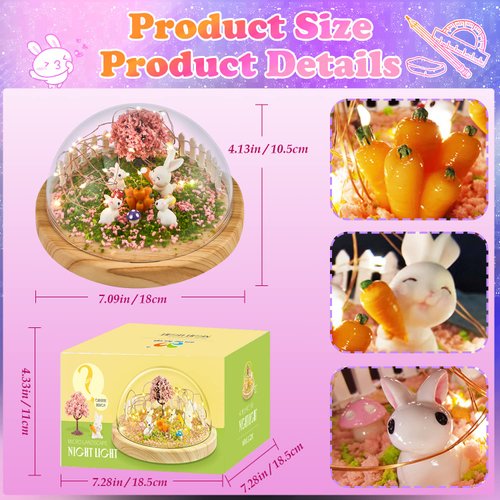 LEFJUBAW Make Your Own Night Light, Rabbit DIY Kits for Girls Creative Magic Night Light USB Upgrade Edition Bunny Toys, Arts and Crafts Lamp Project for Girls, Gifts for 4 5 6 7 8 9 10 Year Old Girl