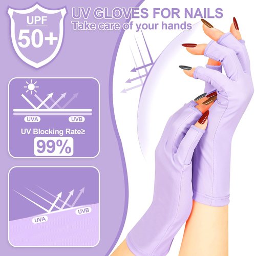 chemotex UV Nail Gloves, Professional UPF50+ Protection UV Gloves for Gel Manicures, Art Skin UV Gloves for Gel Nail Lamp