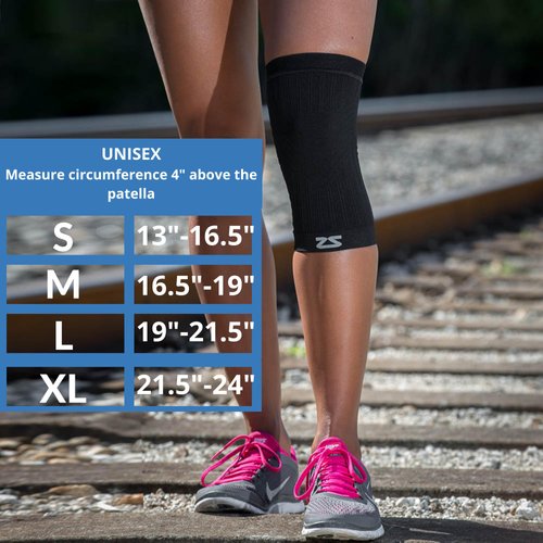 Zensah Compression Knee Sleeve - Knee Brace to Relieve Knee Pain and Treat Runners Knee for Men and Women (Medium, Beige)