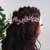 Teyglen Wedding Bride Rhinestones Crystal Headband Hair Vine Handmade Bridal Black Crystal Beads Headband Wedding Hair Accessories for Brides Hair Pieces Headpieces for Women Girl (Black)