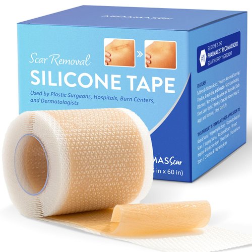 Aroamas Scar Silicone Scar Sheets – Silicone Scar Tape – 1.6&quot;x60&quot; for Softening and Flattening Sc...