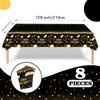 ORNACELE 8PCS Happy New Year Tablecloth, Disposable Black Gold NYE Party Tablecloth Decorations, Rectangular Plastic Table Cover NYE Theme Party Supplies for Decorations, 108 x 54”
