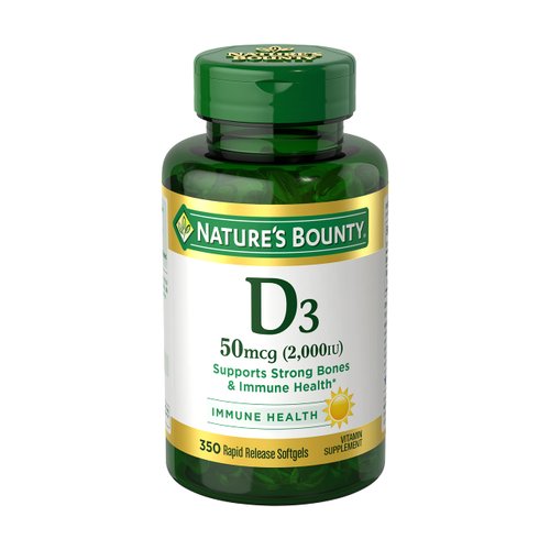 Nature&#39;s Bounty Vitamin D, Immune Support, Vitamin Supplement, 2000 IU, 50 mcg, Softgels, 350 Ct
