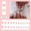 Medium Press on Nails Square Pink White Fake Nails Flowers Designs Stick on Nails Cute False Nails Stick on Nails for Women Girls Nail Decoration