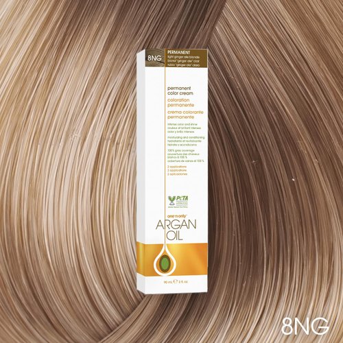 One N' Only Permanent Hair Color - Permanent Hair Dye Made with Argan Oil - Delivers Rich, Accurate Tones with Gray Coverage - Improves Moisture & Elasticity - 8NG Light Ginger Ale Blonde (3 oz)