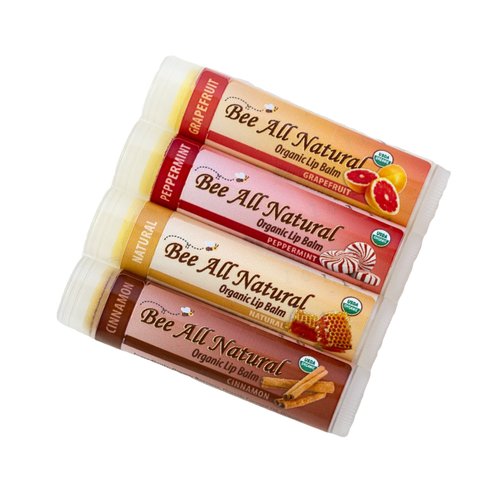 Bee All Natural Organic Lip Balm, .15 Ounces (Multi-Pack of Four)
