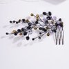 Missgrace Women Bridal Wedding Gold Red Black Side Crystal Hair Comb Special Occasion Headpiece Hair Accessories for Women (Black)