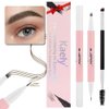 evpct 1Pcs Black Brown Magic Microblading Dual-Ended Eyebrow Contouring Pen Brow Pencil, with 4 Brush Micro-Fork-Tips Applicator and Precise Brush-Tip, Hair Like Strokes, with Dual-ended Eyebrow Brush