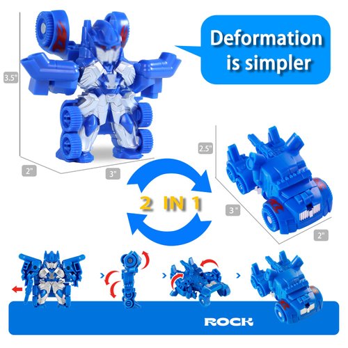 EDPOFUL 7 Pcs Mini Car Robot Toys, 3 Inch 2 in 1 Model Action Figures, Birthday Party Gifts Favors for Boys Age 5-12