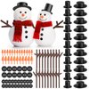 Outivity 300 Pcs Snowman Crafts DIY Kits for Winter Kids Holiday Party Decor Gift,Includes 30 Mini Black Top Hats,180 Tiny Sewing Buttons,30 Carrot Noses Buttons and 60 Snowman Hands