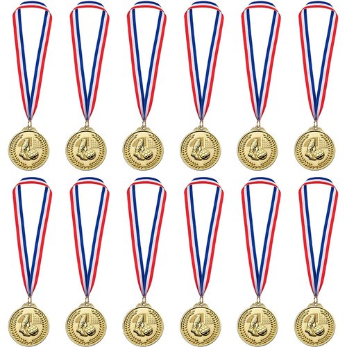 LZHZH 12 Pack Soccer Medals for Kids, metals Gold Award Medals Suitable for sports competitions Celebration and Party Favors