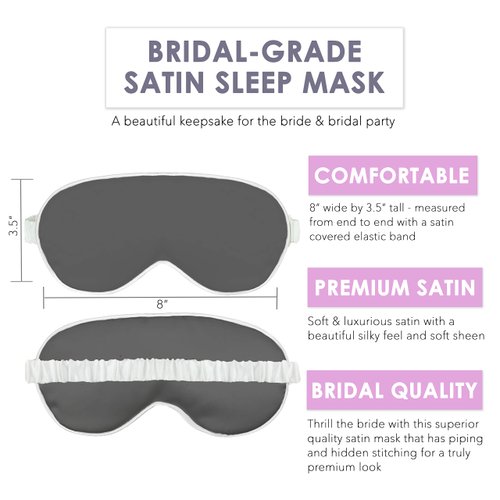 Honeymoon Gifts for Bride to Be - Black Multi Sparkle Glam Bride Satin Sleep Mask - Bachelorette Party Gifts - White Eye Mask(BLK Glm BRD)