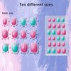 SIUSIO 120 Pcs 5 Pack Children Acrylic Fake Nails Press on Pre-glue Full Cover Glitter Gradient Color Rainbow Short False Nail Art Kits Set for Kids Little Girls - Multicolor Gradient Series