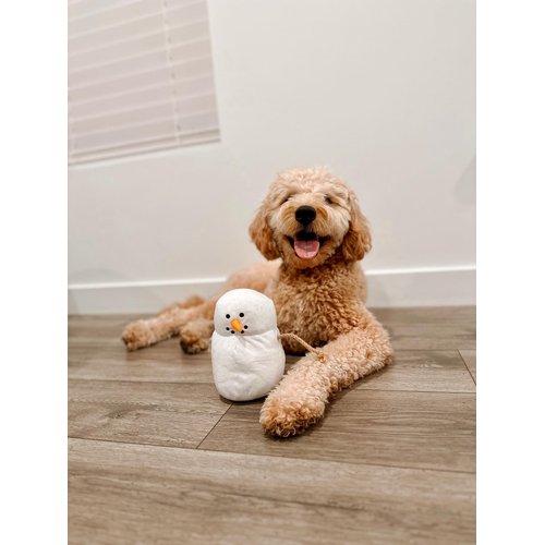 Midlee Marshmallow Snowman Dog Toy- Winter Plush Tug Tug