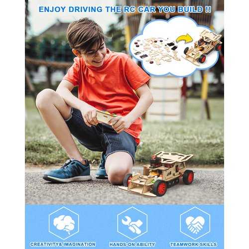 Poraxy STEM Kits for Kids Age 8-10-12, Building Remote Control Model Car, Wooden 3D Puzzles, Toys for Ages 8-13, Science Educational Projects Crafts, Gifts for 8 9 10 11 12 13 Year Old Teen Boys Girls