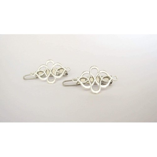 Generic 2 small silver metal viking celtic hair barrette clip for fine thin hair