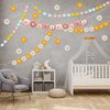 Groovy Party Decorations,4PCS Daisy Party Decorations,Hippie Boho Garland and Felt Ball Garland,Spring Daisy Party Supplies for Wall Window Home Room Decorations